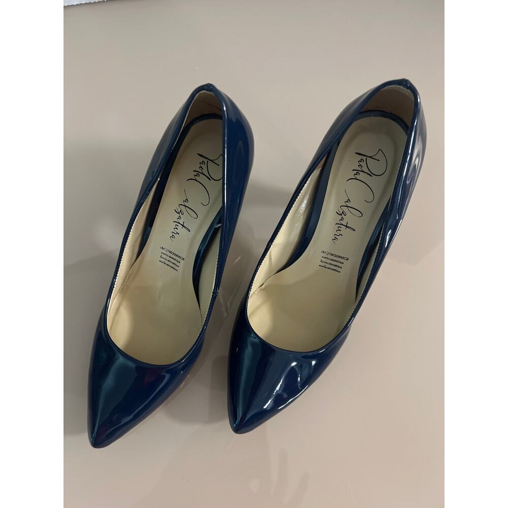 Paola Calzatura Dark Navy Patent Leather Heels – Classic and Elegant 35 USA 5